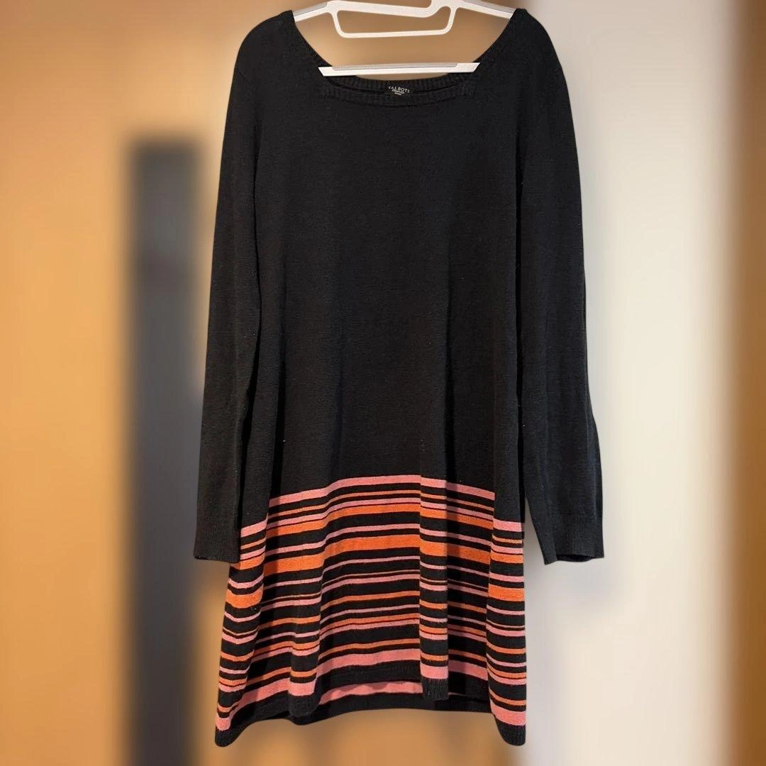 TALBOTS ニット セーター 長袖 ブラック ピンク オレンジ M