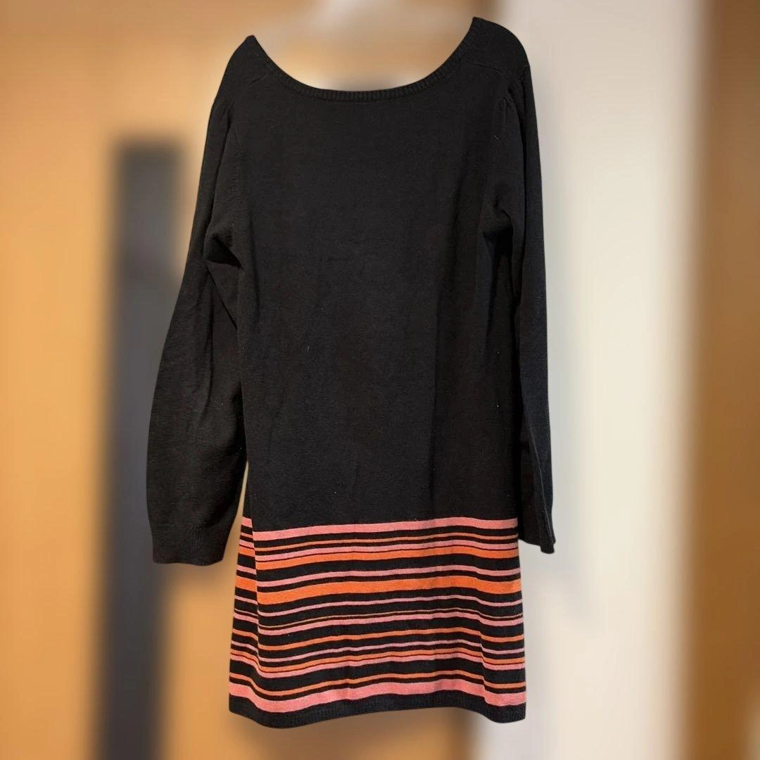 TALBOTS ニット セーター 長袖 ブラック ピンク オレンジ Mの写真2枚目