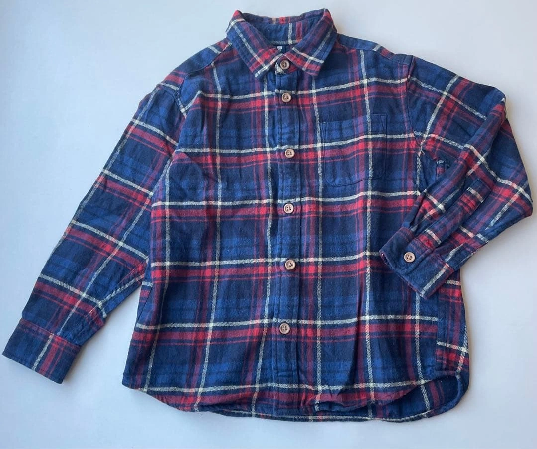 UNIQLO チェック柄 長袖シャツ キッズ 131-439928