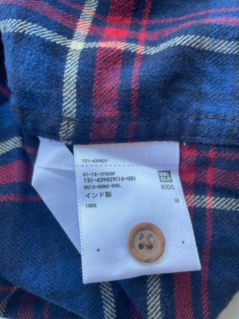 UNIQLO チェック柄 長袖シャツ キッズ 131-439928の写真3枚目
