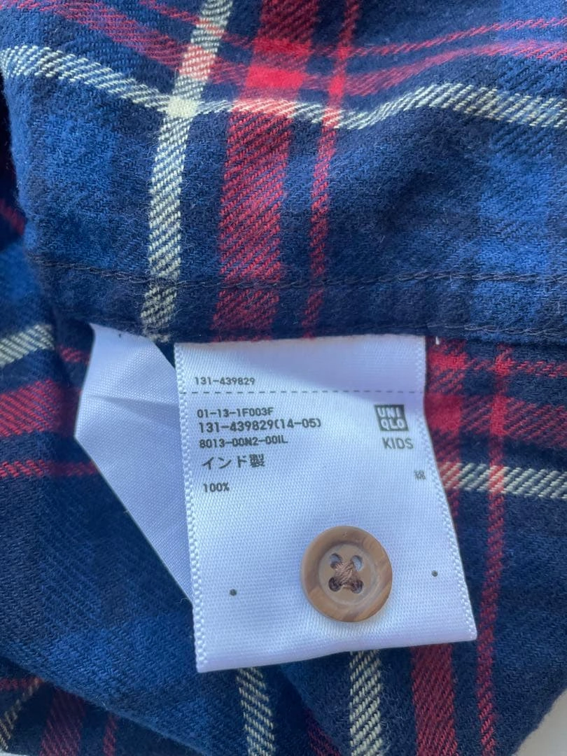 UNIQLO チェック柄 長袖シャツ キッズ 131-439928の写真3枚目