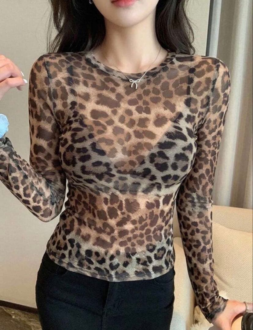 DAZY レオパード シースルー 長袖シャツ インナーセットの写真8枚目