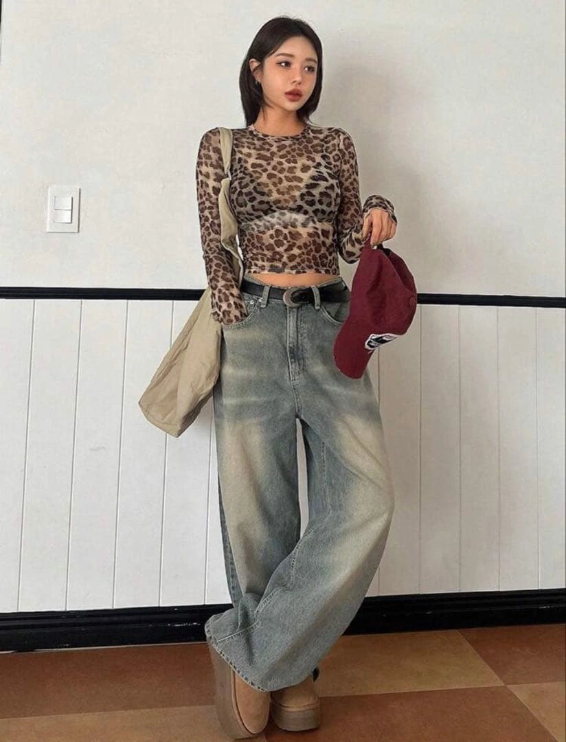 DAZY レオパード シースルー 長袖シャツ インナーセットの写真9枚目