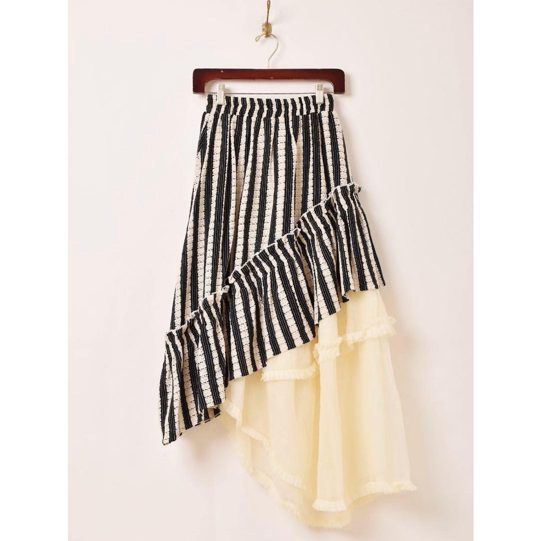 【完売品】GRAPEFRUIT MOON 透かし編み×チュール アシメスカート