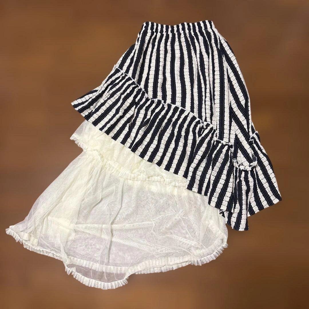 【完売品】GRAPEFRUIT MOON 透かし編み×チュール アシメスカートの写真7枚目