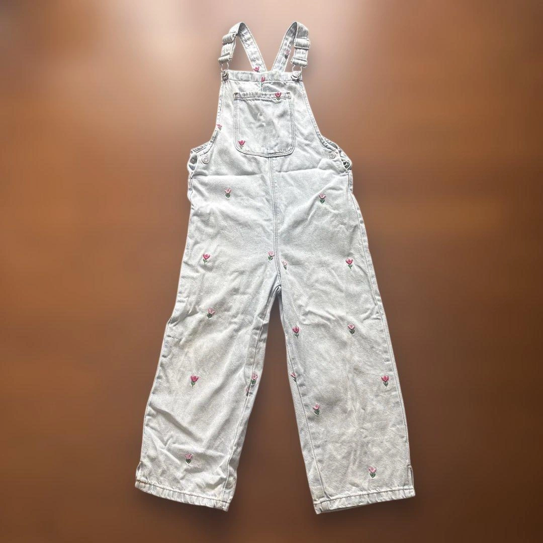 ZARA KIDS チューリップ刺繍 オーバーオール 116cm ガールズの写真4枚目