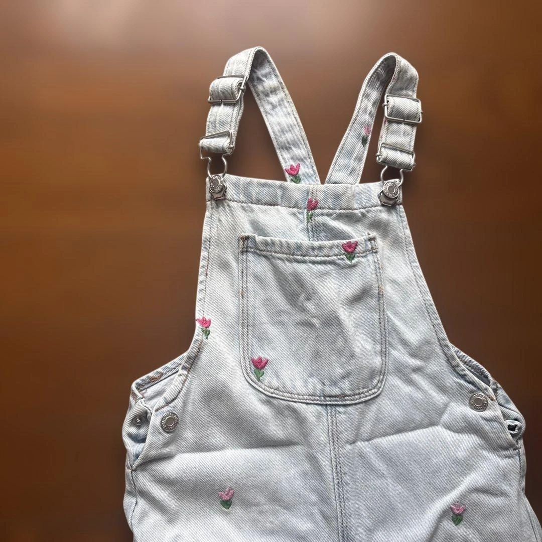 ZARA KIDS チューリップ刺繍 オーバーオール 116cm ガールズの写真5枚目