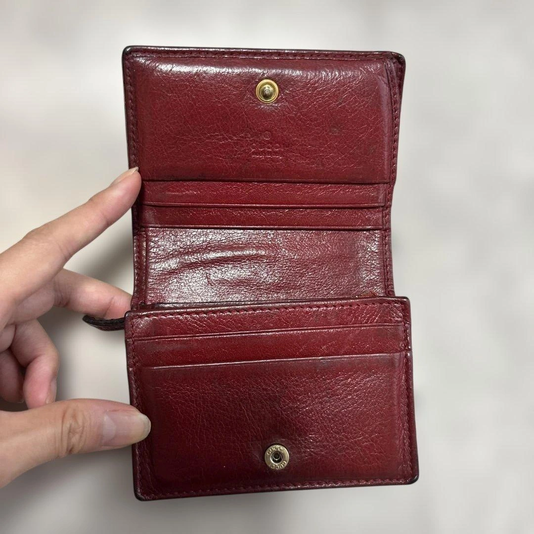 GUCCI 二つ折り財布 マーモント パイソン 金ロゴ ダブルG 赤 黒の写真9枚目