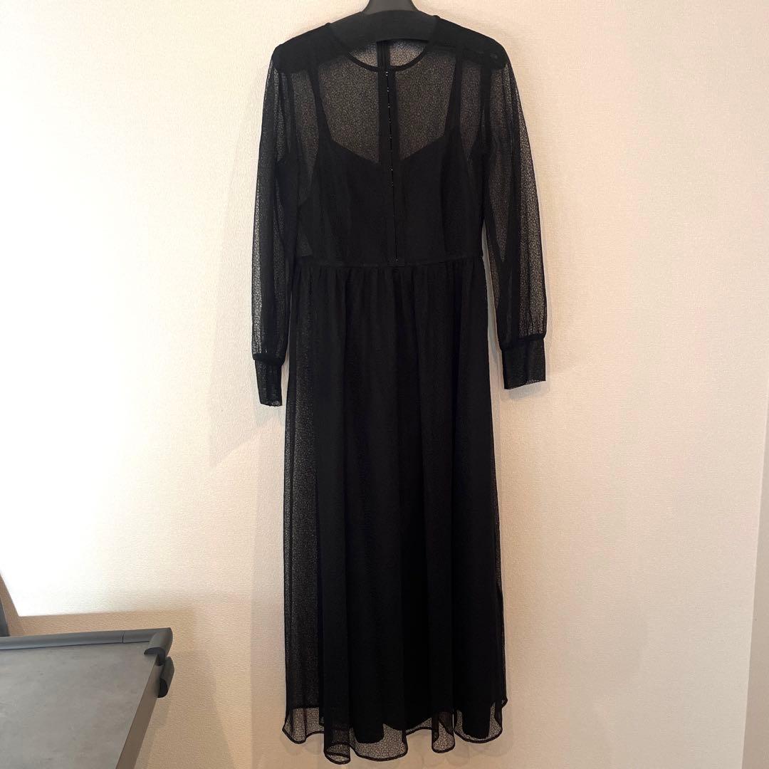 【美品】ブラック シアーワンピース キャミソール付　オケージョンドレス　結婚式