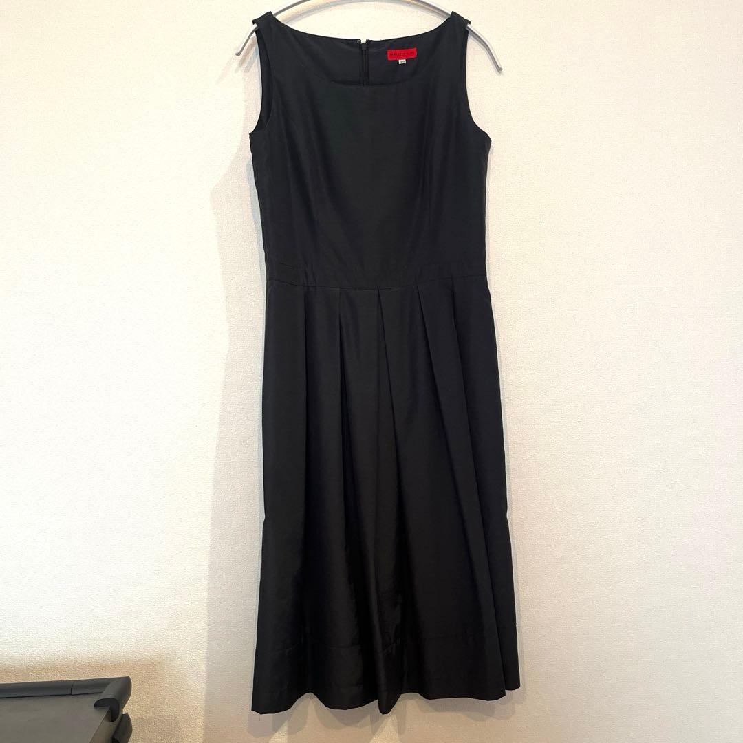 【美品】ブラック 黒　ノースリーブワンピース　お呼ばれドレス　オケージョンドレス