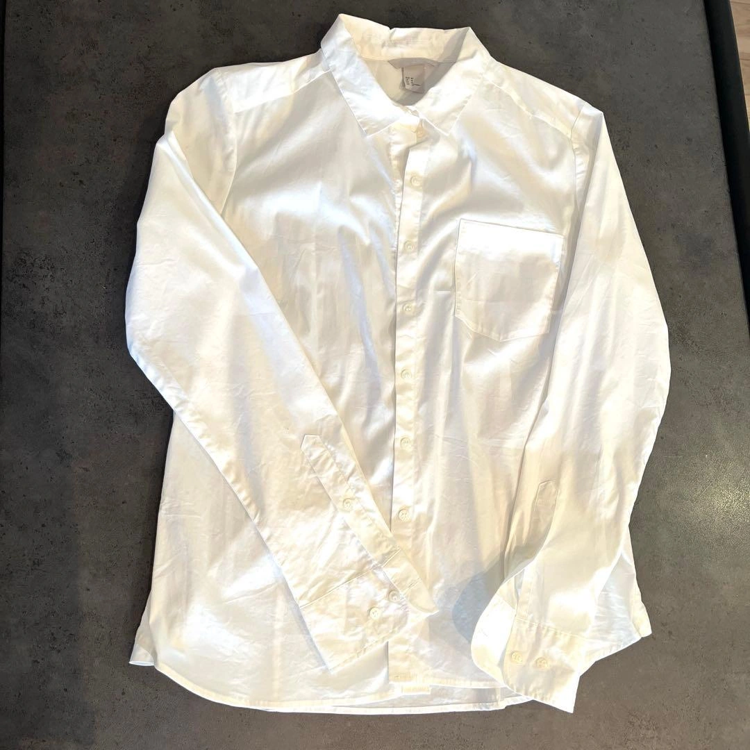 【美品】H&M 長袖シャツ ホワイトシャツ ブラウス EUR44