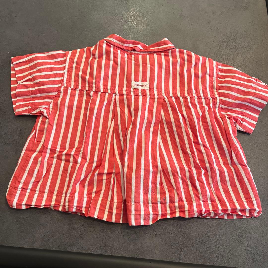 ストライプシャツ チェックシャツ　90 半袖 ベビー服 2枚セットの写真3枚目