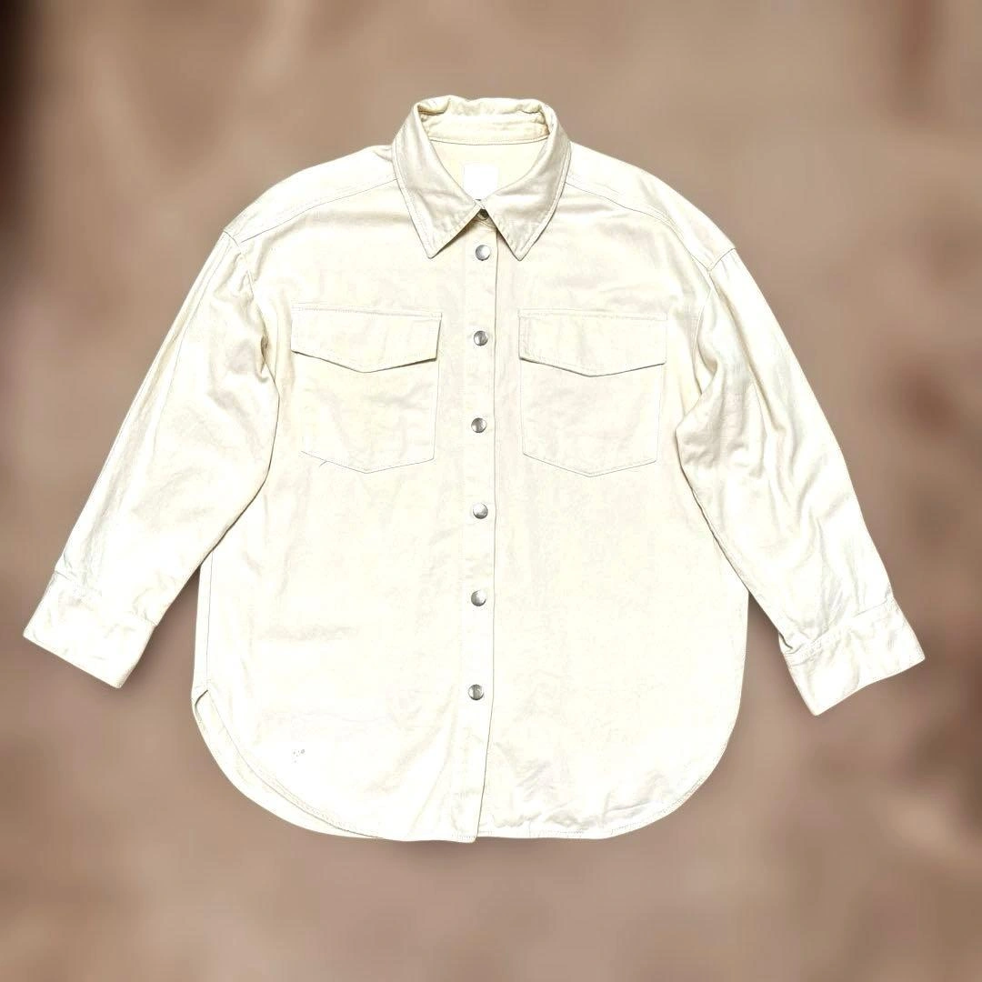 H&M シャツジャケット アイボリー コットン100%