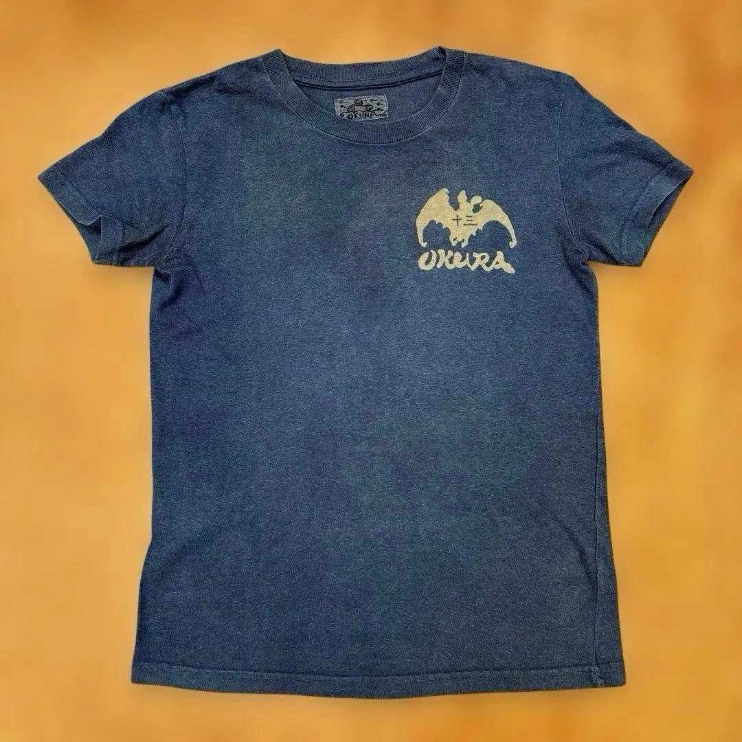OKURA BLUE BLUE インディゴ染め 両面プリント Tシャツ 聖林公司