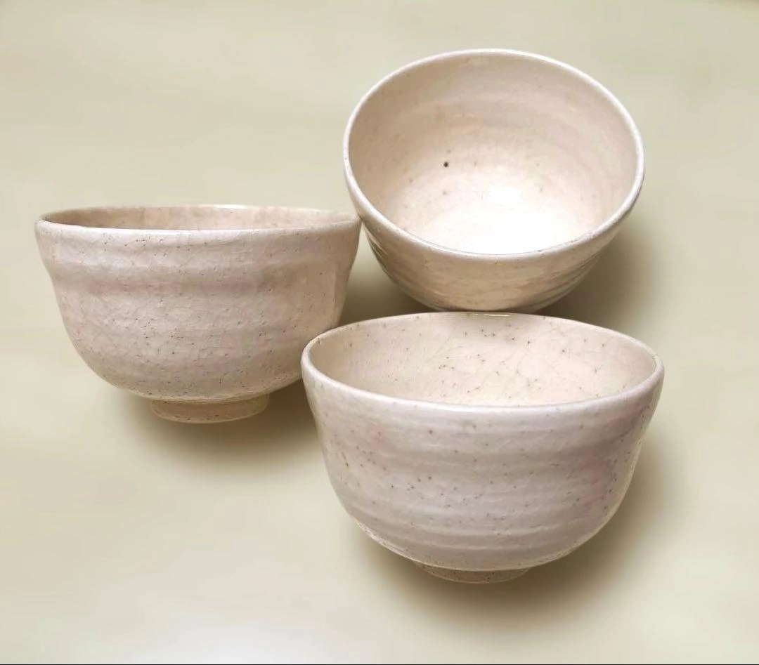 京都 五条坂 粉引 茶器 おうす 3客セット 陶器