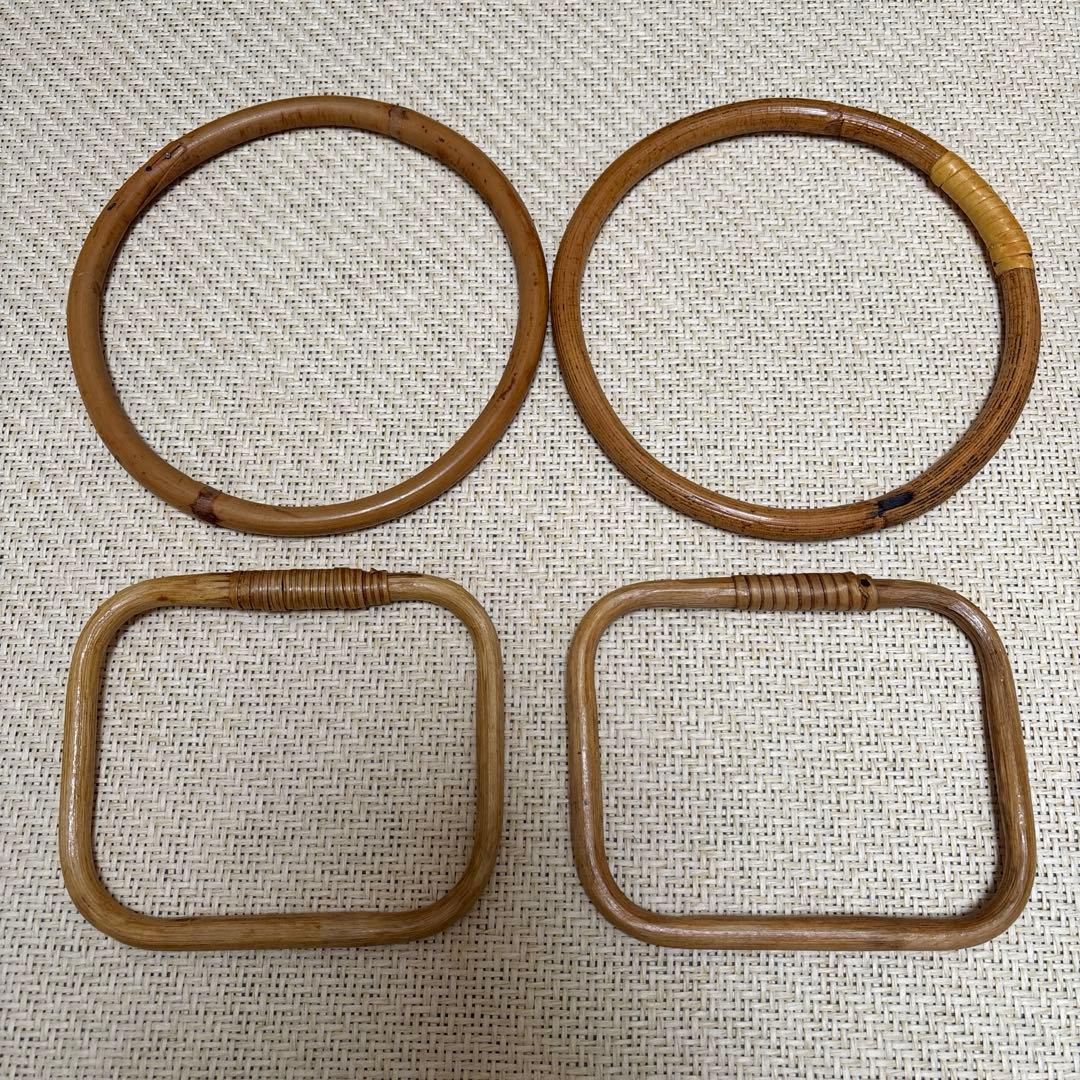 バッグ用持ち手 4点セット ラタン風