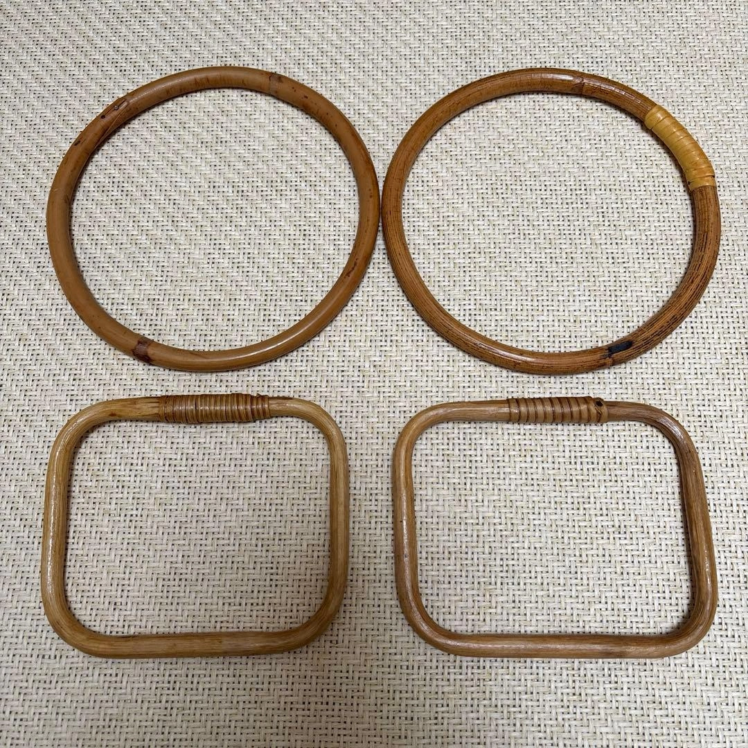 バッグ用持ち手 4点セット ラタン風