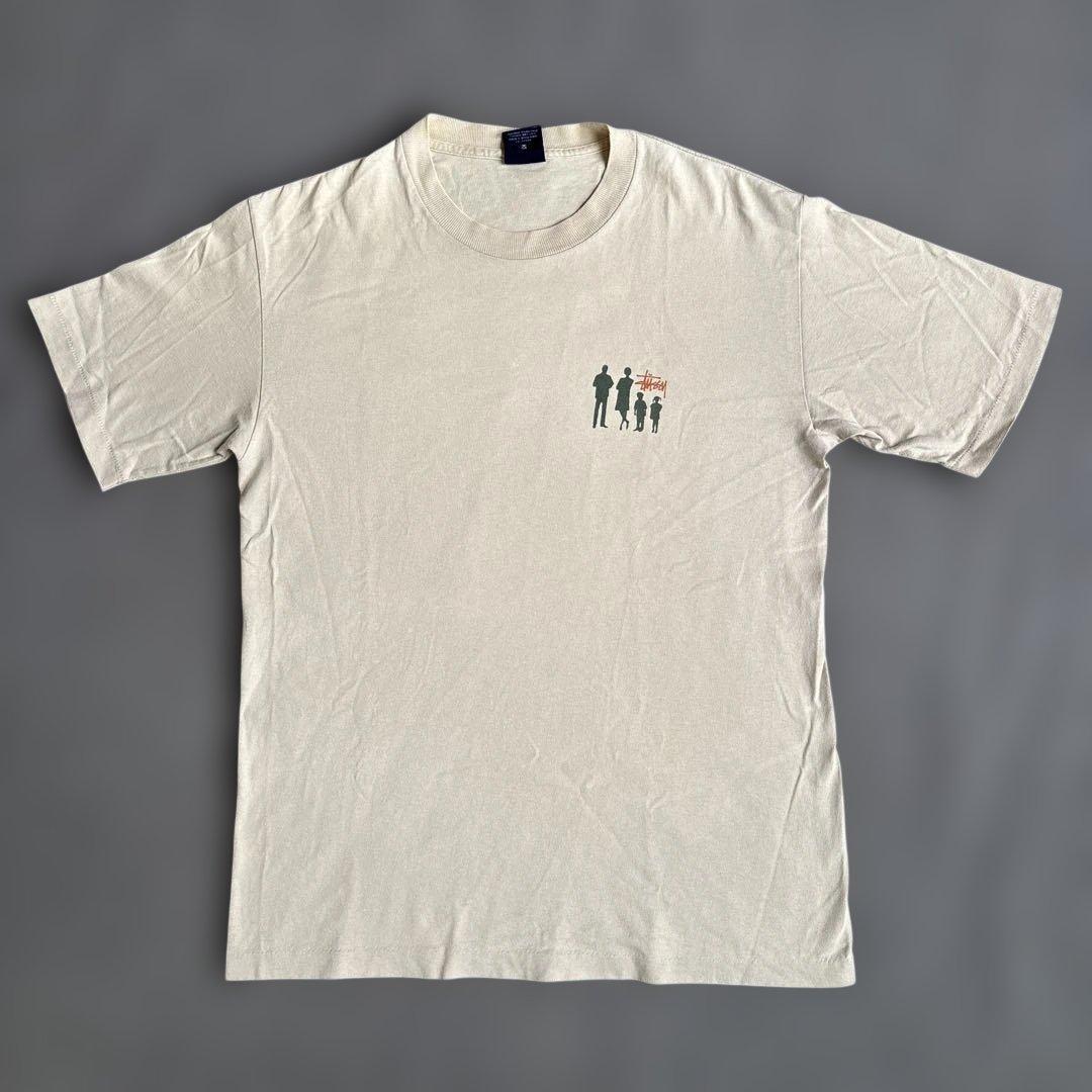 OLD Stussy ヴィンテージ Tシャツ ベージュ Mサイズ 紺タグ