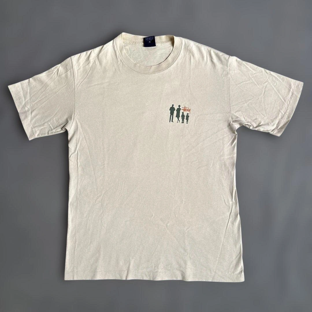 OLD Stussy ヴィンテージ Tシャツ ベージュ Mサイズ 紺タグ