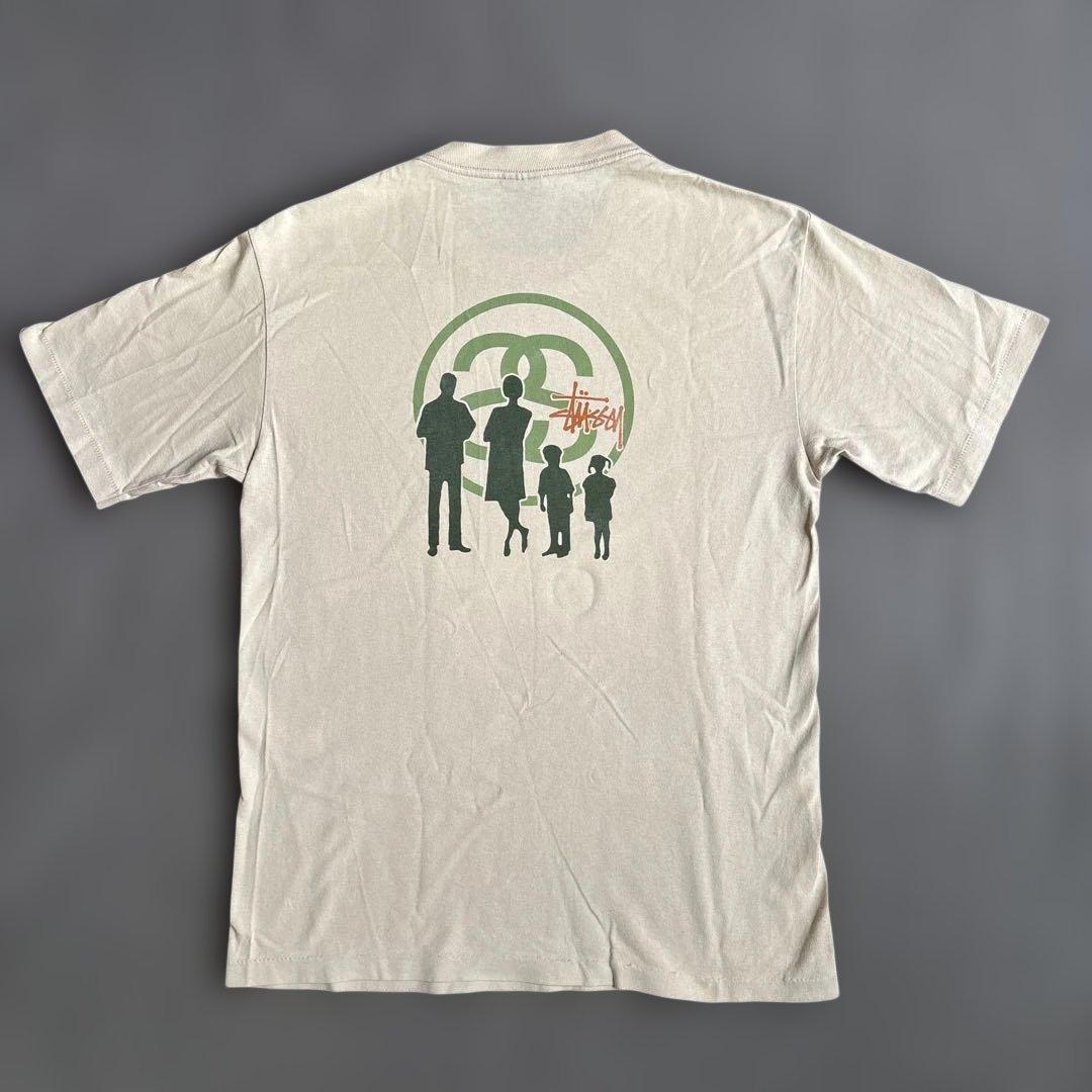 OLD Stussy ヴィンテージ Tシャツ ベージュ Mサイズ 紺タグの写真2枚目