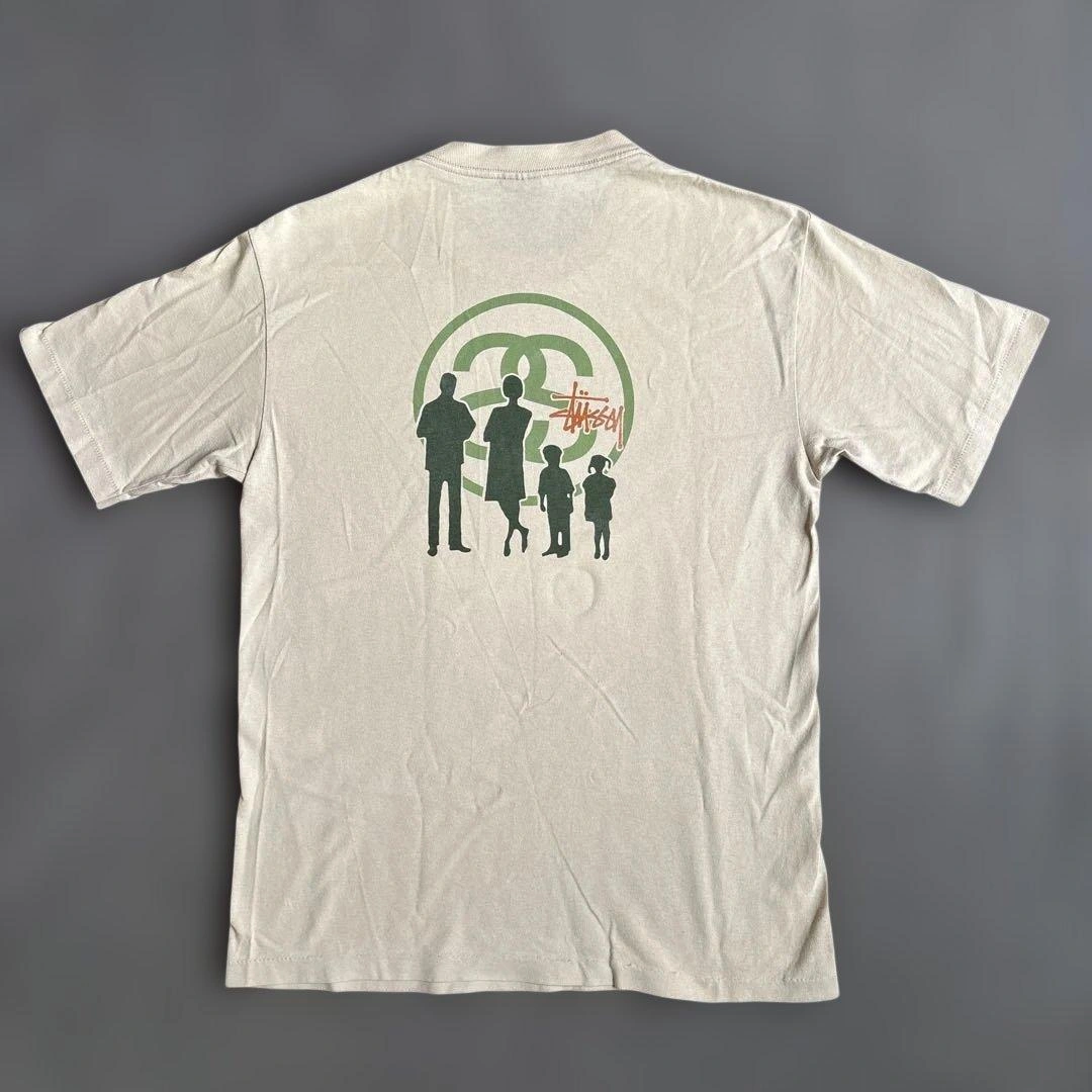 OLD Stussy ヴィンテージ Tシャツ ベージュ Mサイズ 紺タグの写真2枚目