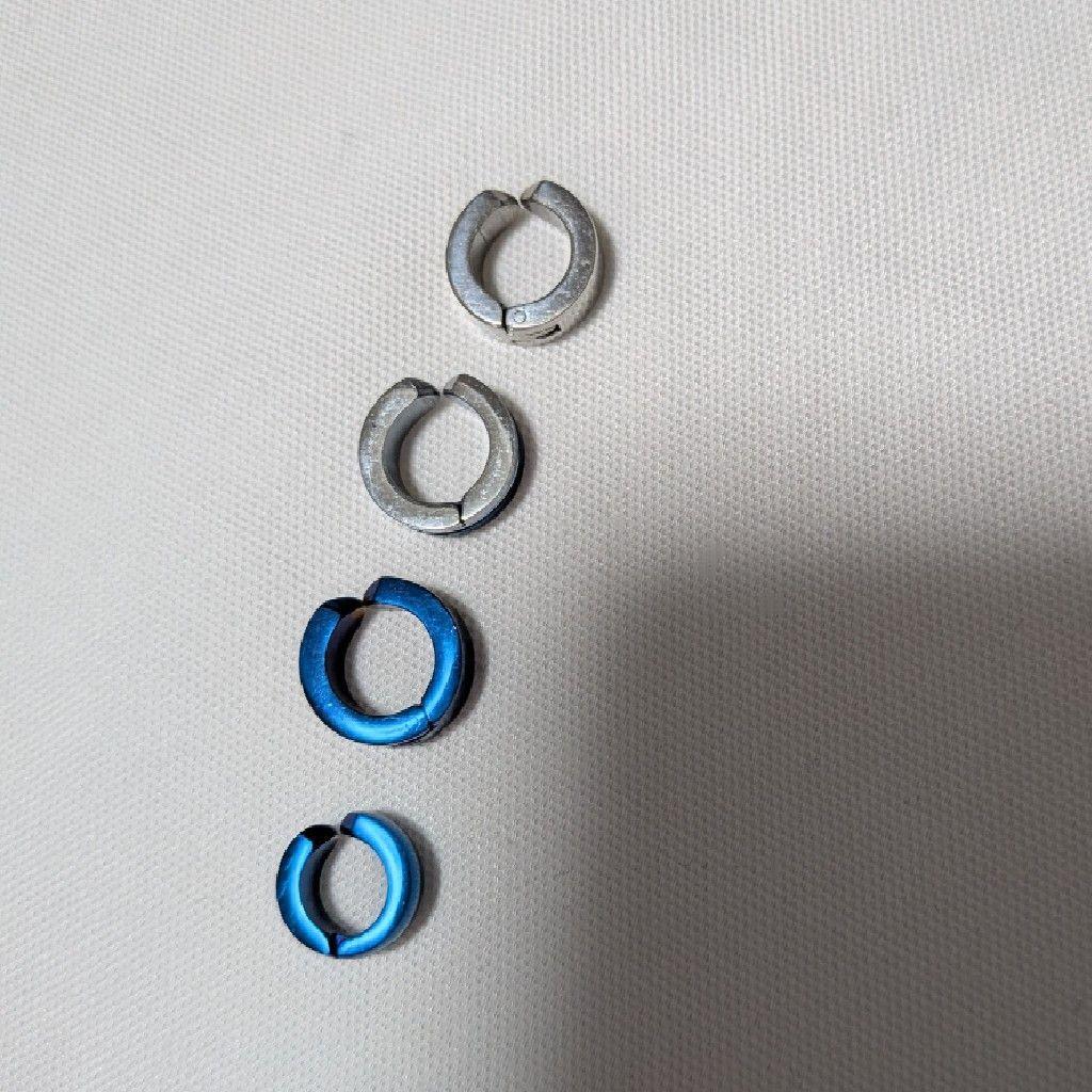 イヤリング 4点セット ブルー、シルバーカラーの写真3枚目
