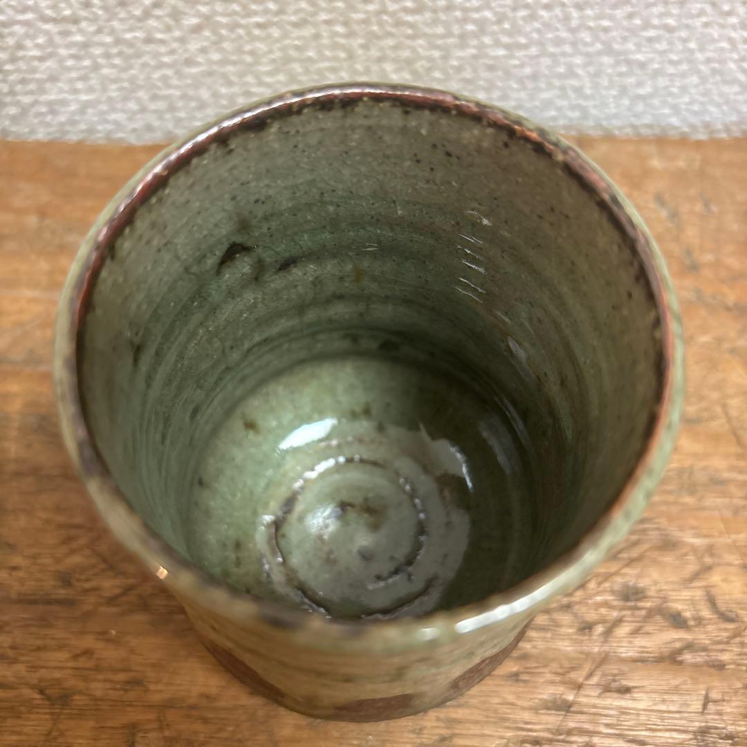 民藝風 和モダン 湯呑み 2客セット 陶器 和食器 焼き締め 釉薬 窯印ありの写真4枚目