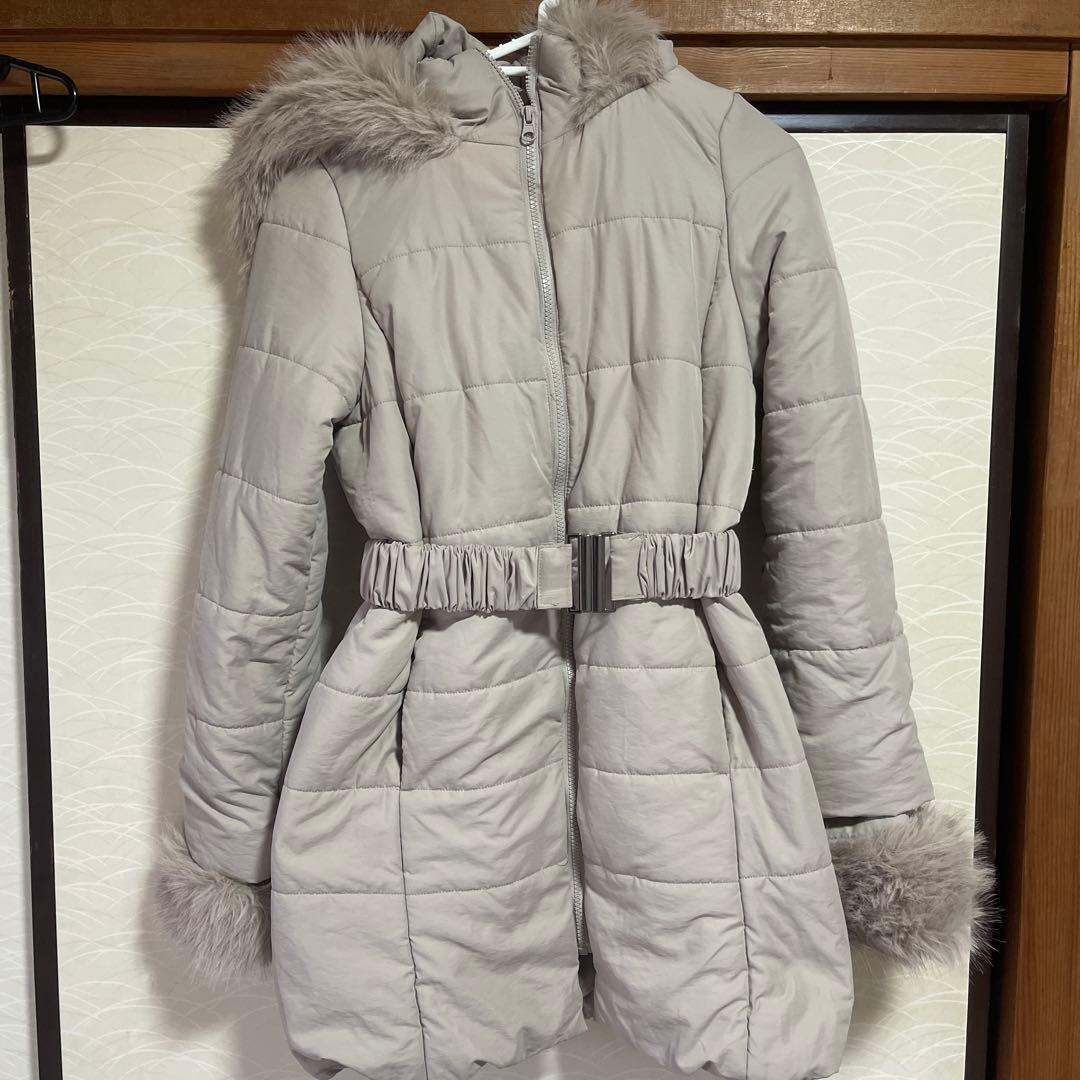 GRL ファー付き フード ダウンジャケット ベルト付きの写真2枚目