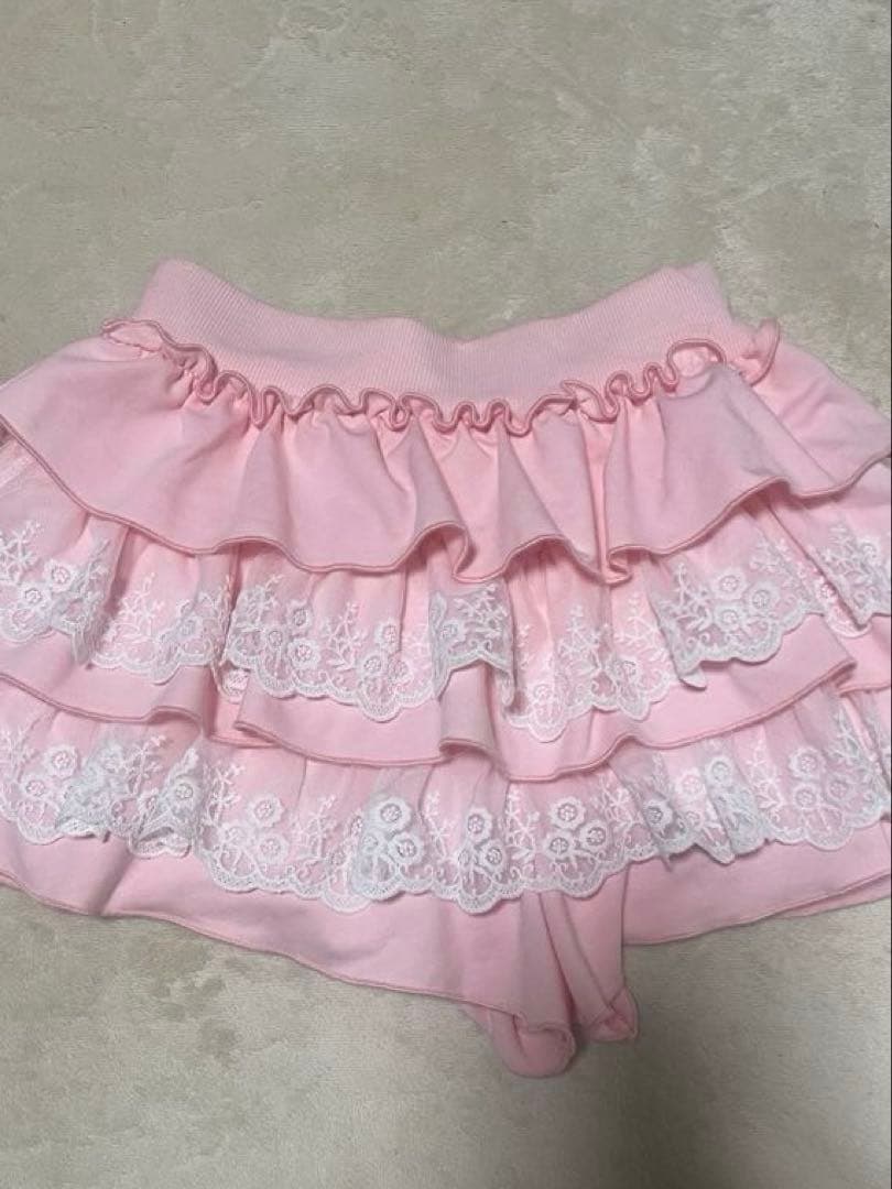 SHEIN ピンク レース フリル フレアスカートの写真6枚目