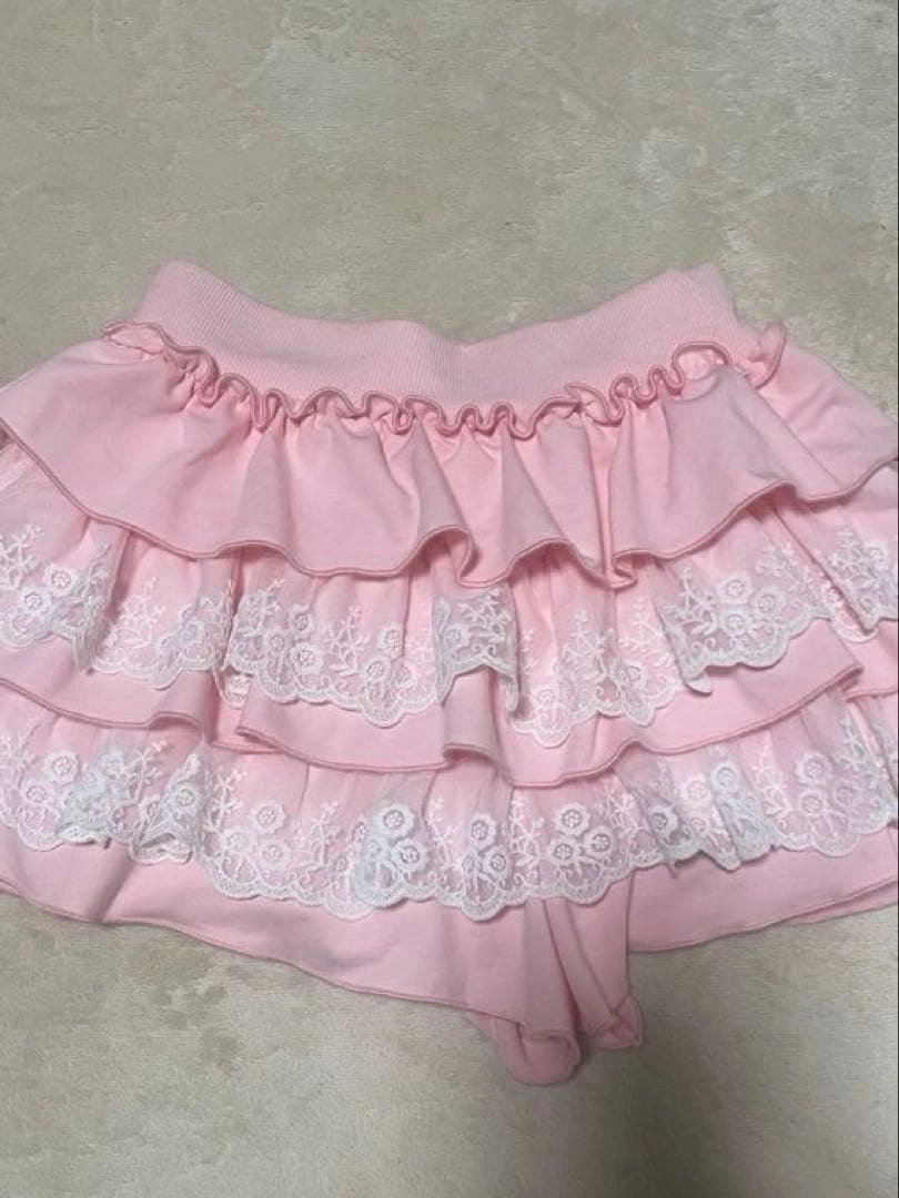 SHEIN ピンク レース フリル フレアスカートの写真6枚目
