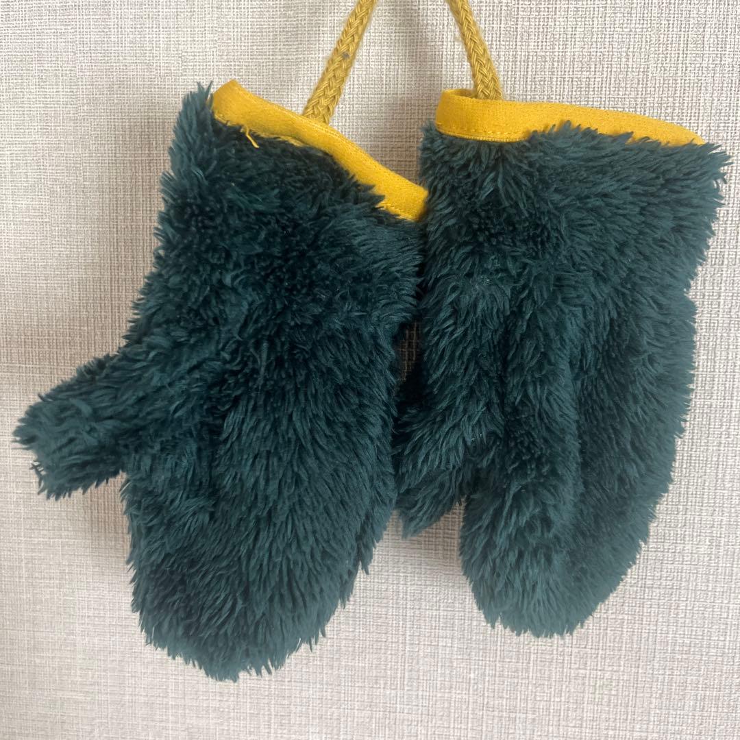 THE NORTH FACE ベビー ミトン 手袋　ダークグリーン　イエローの写真2枚目