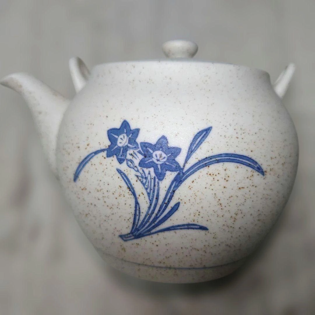 【未使用】有田焼 華山作 染付水仙文 茶器揃 急須 湯呑5客 木箱入の写真5枚目