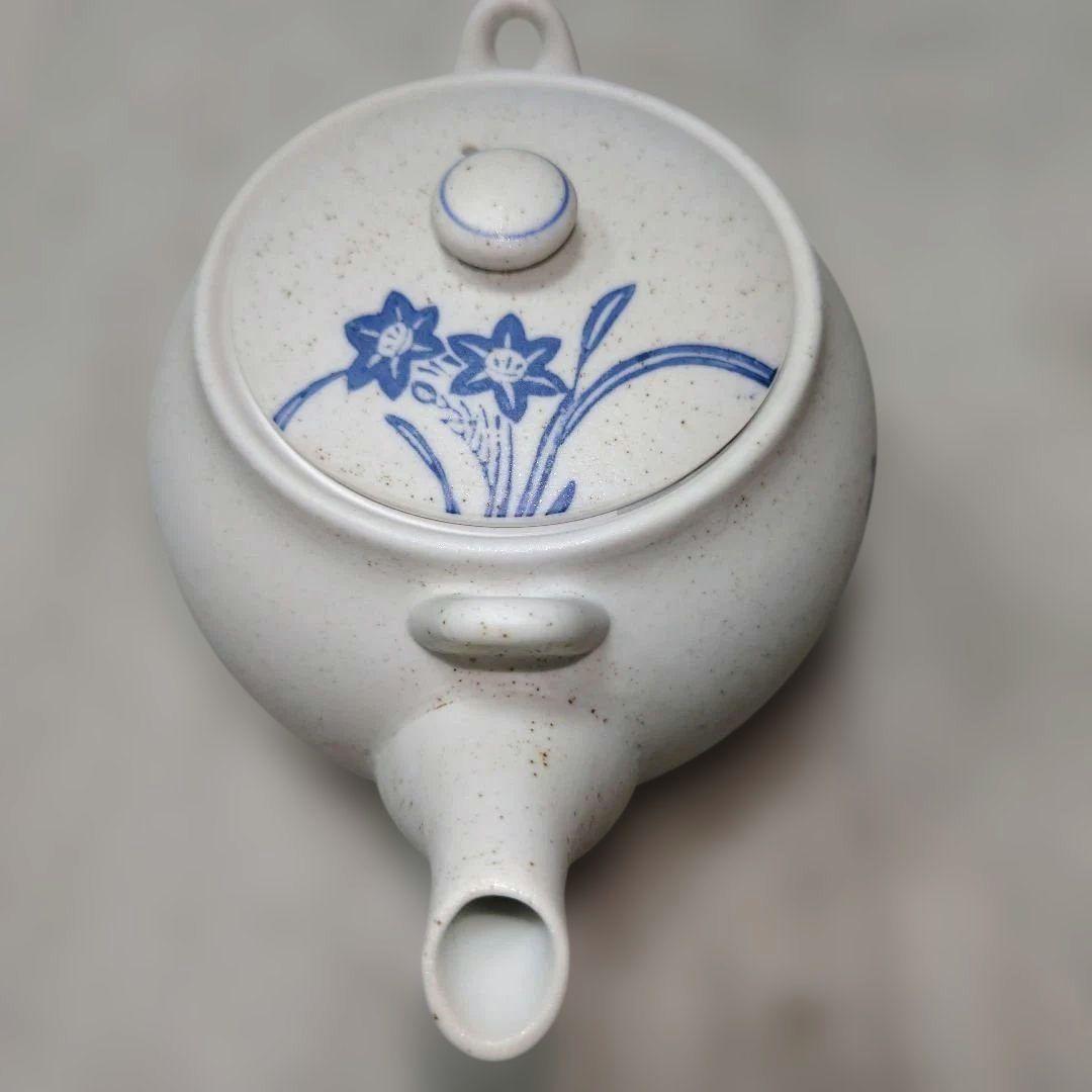 【未使用】有田焼 華山作 染付水仙文 茶器揃 急須 湯呑5客 木箱入の写真9枚目