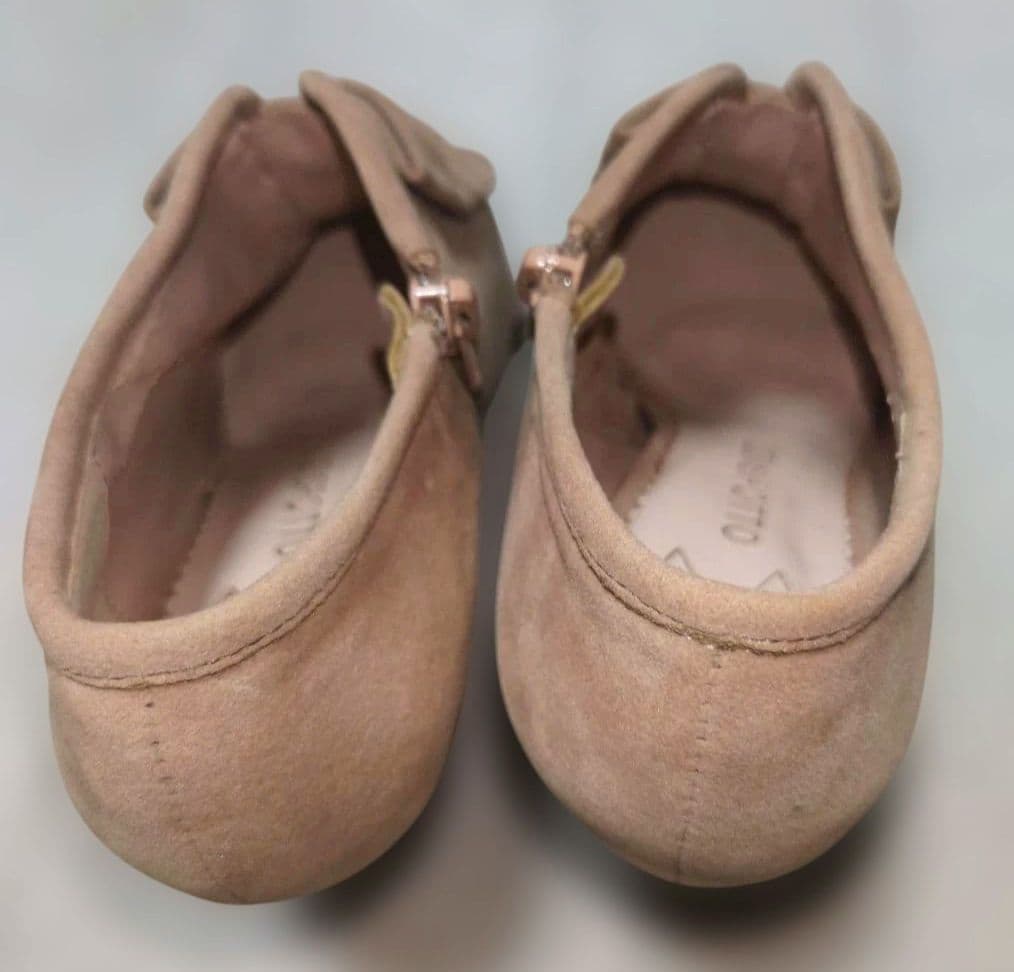 美脚8cmヒールLODISPOTTO リボン ショートブーツ ベージュ Sサイズの写真5枚目