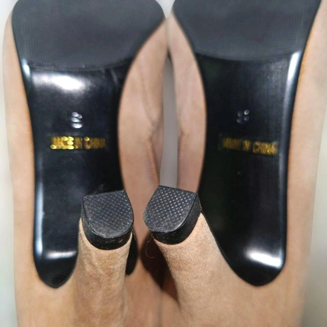 美脚8cmヒールLODISPOTTO リボン ショートブーツ ベージュ Sサイズの写真9枚目