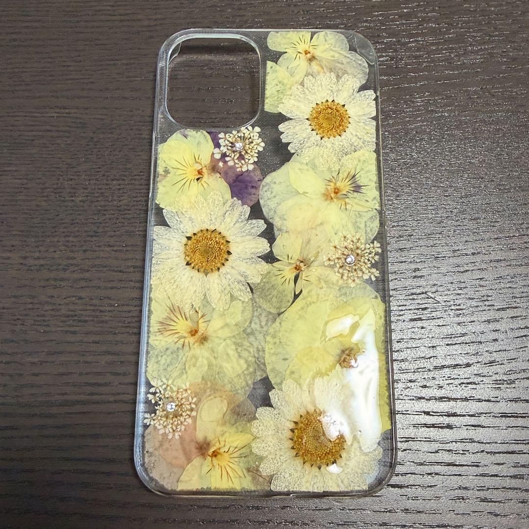 【新品】押し花 iPhone12•13miniケース イエロー系
