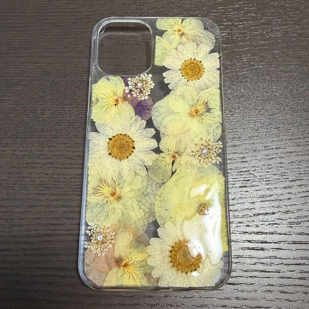 【新品】押し花 iPhone12•13miniケース イエロー系