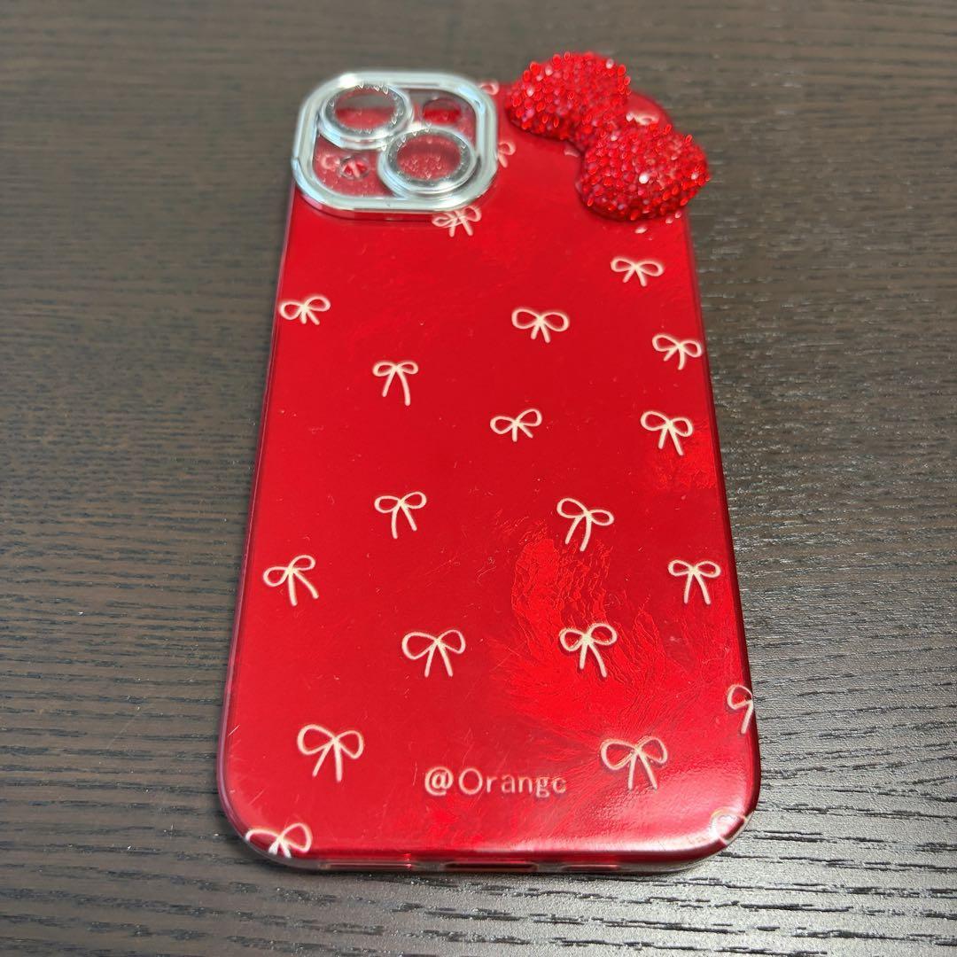 iPhone14ケース ハローキティレッド リボン装飾