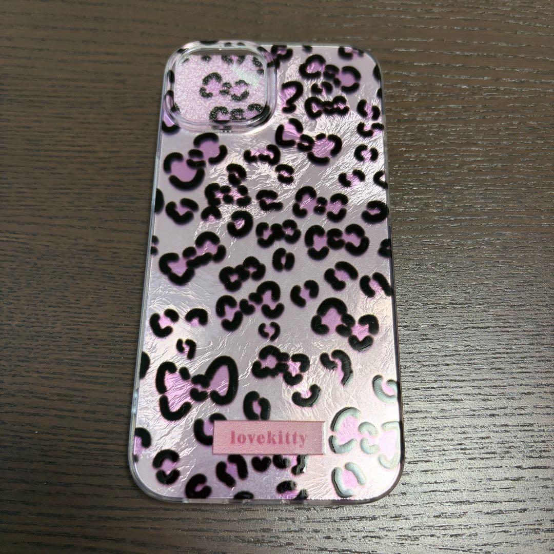 iPhone14ケース レオパード柄 リボン lovekitty