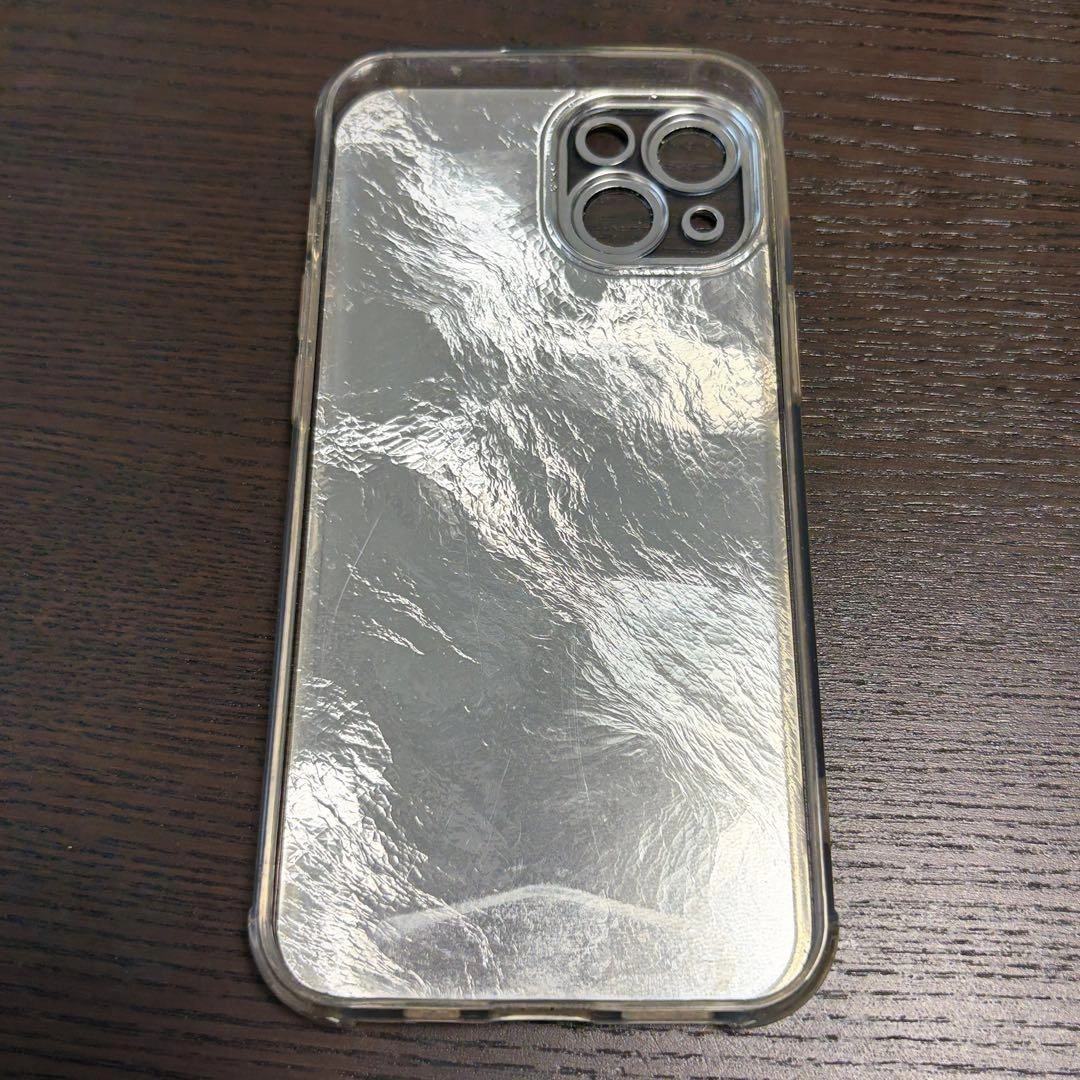 iPhone14ケース シルバー ニュアンスデザインの写真2枚目