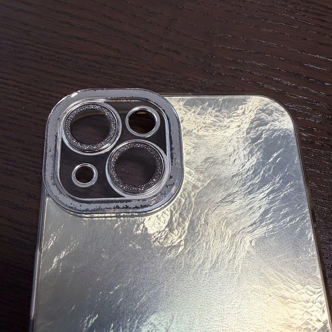 iPhone14ケース シルバー ニュアンスデザインの写真3枚目