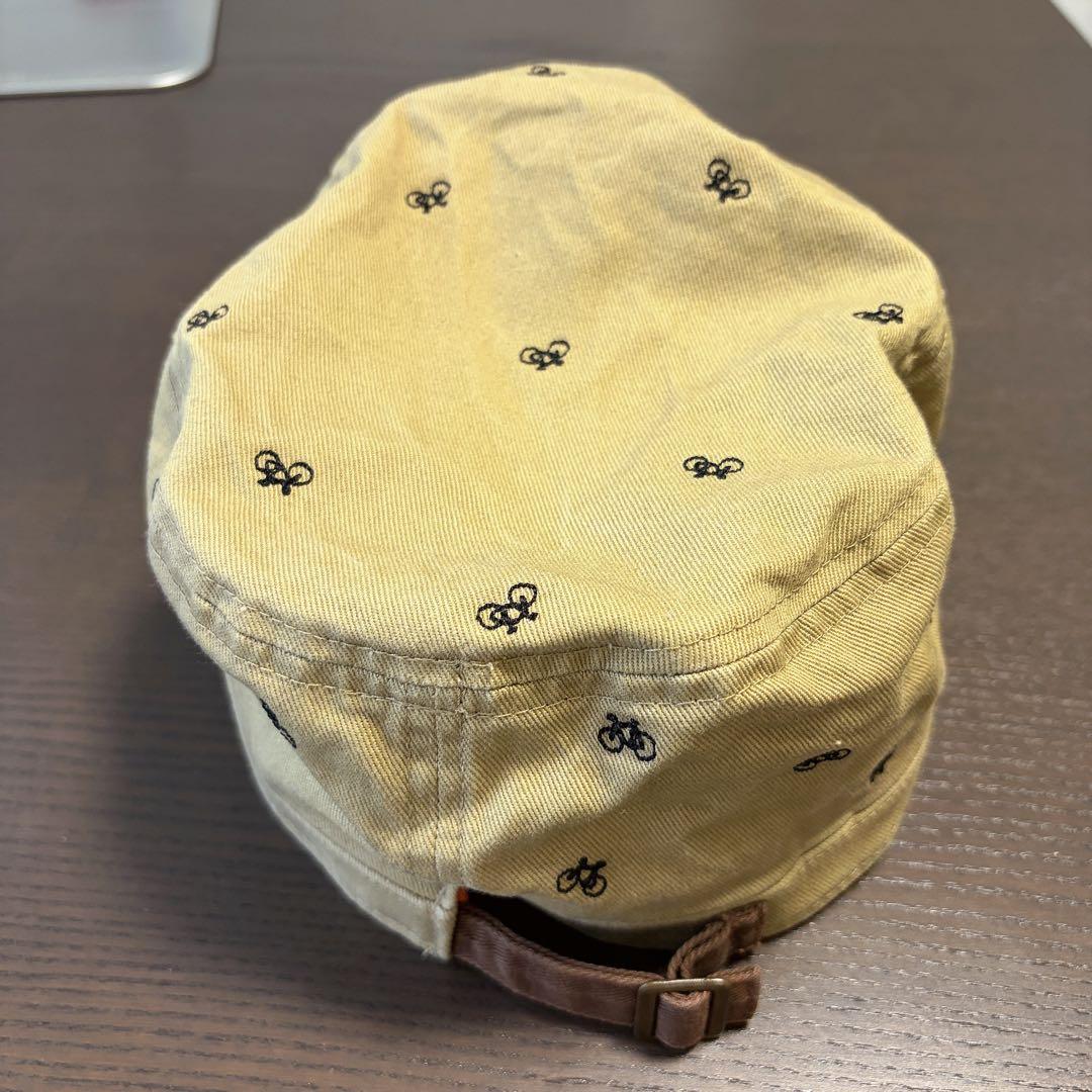 【男女通用】自転車柄 ワークキャップ カーキ（ベージュ寄り）の写真4枚目