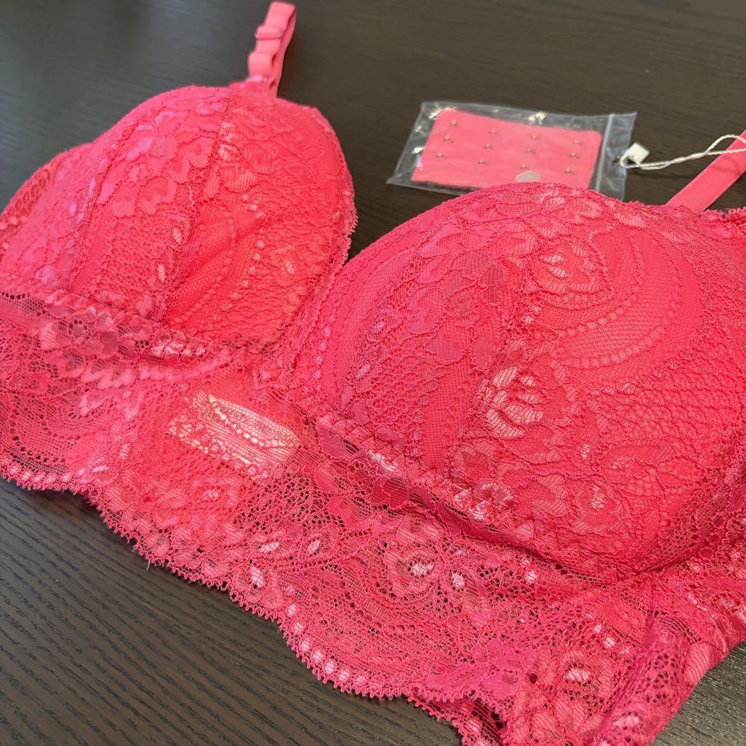 授乳レースブラジャー ノンワイヤーピンク& ネービー2枚セットB-D85の写真6枚目