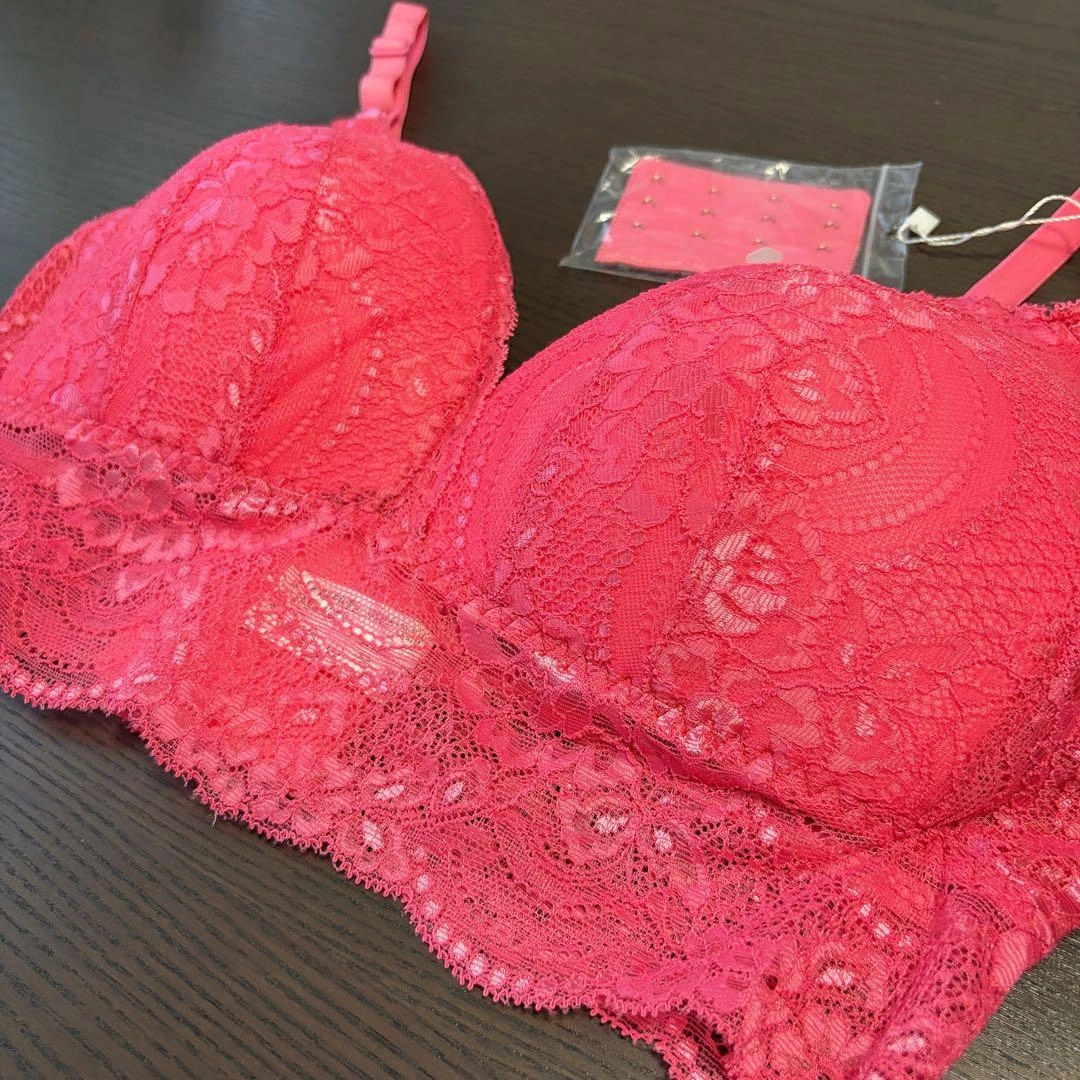 授乳レースブラジャー ノンワイヤーピンク& ネービー2枚セットB-D85の写真6枚目
