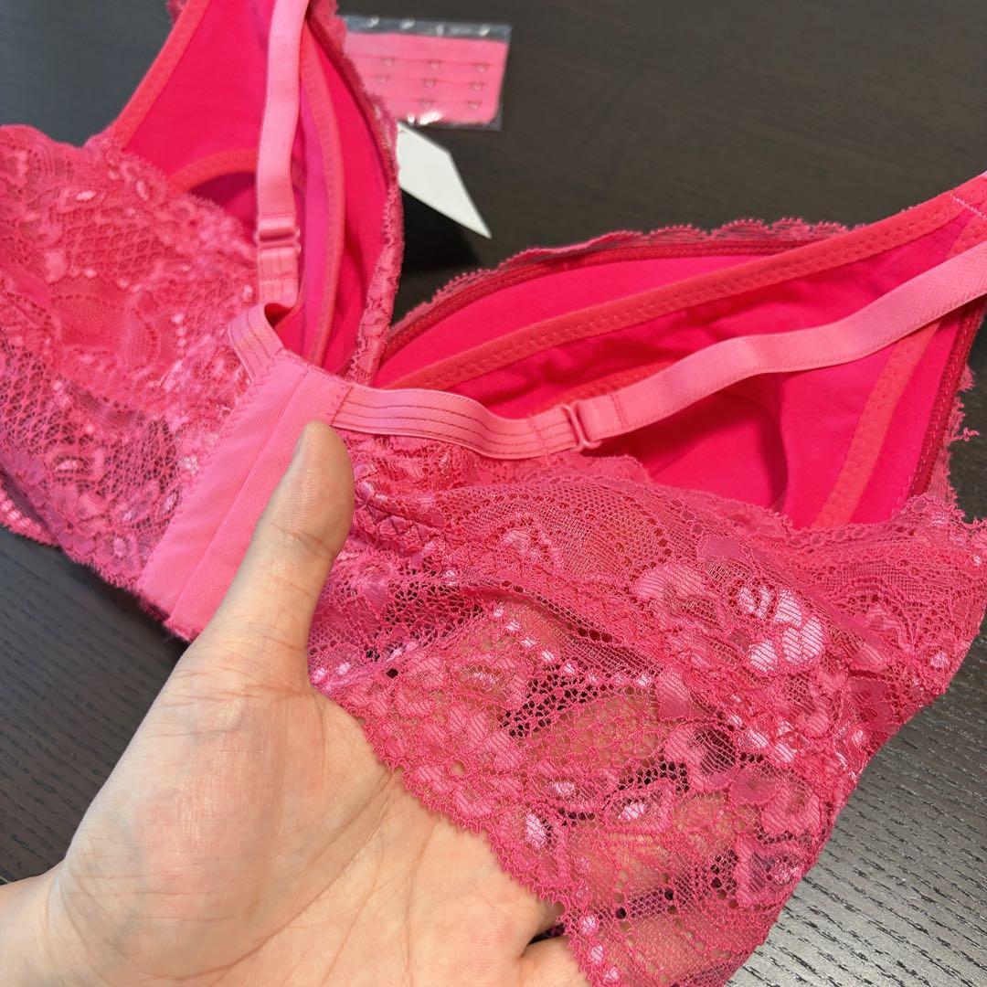 授乳レースブラジャー ノンワイヤーピンク& ネービー2枚セットB-D85の写真8枚目