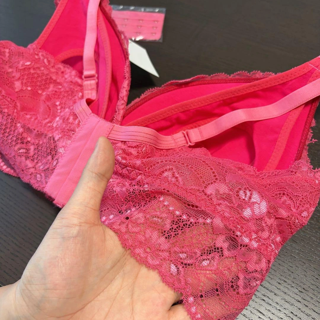 授乳レースブラジャー ノンワイヤーピンク& ネービー2枚セットB-D85の写真8枚目
