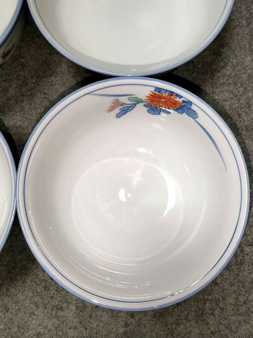有田焼 東峰作 菊牡丹柄 うどん蕎麦丼 鉢 4個セット 昭和レトロ 特別価格の写真8枚目