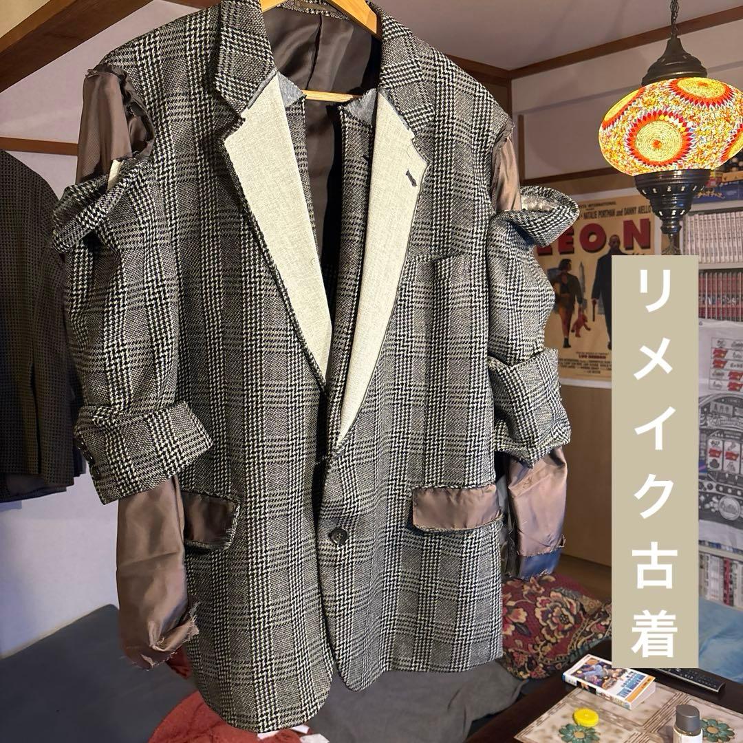 【一点物】リメイク古着 テーラードジャケット 再構築