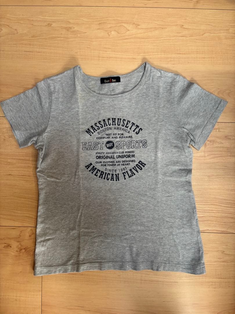 EAST BOY Tシャツ グレー ロゴプリントの写真2枚目