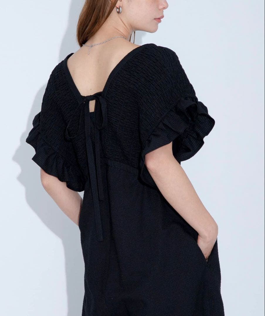 URBAN RESEARCH Sonny Label 綿オールインワン ブラックの写真2枚目